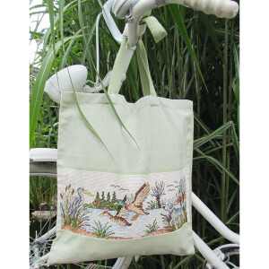 Bag with embroidery field in Aida for cross stitch,...