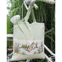 Bag with embroidery field in Aida for cross stitch, 37x40cm, 7559, different colors
