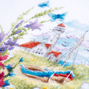 Magic Needle Zweigart Edition counted cross stitch kit "Wild Flowers of the Coast", 18x29cm, DIY