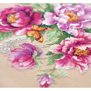 Magic Needle Zweigart Edition counted cross stitch kit "Flower Magic. Peonies", 30x30cm, DIY