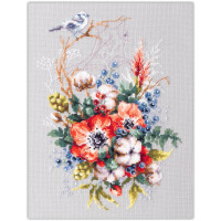 Magic Needle Zweigart Edition counted cross stitch kit "Poppy and Cotton", 18x26cm, DIY