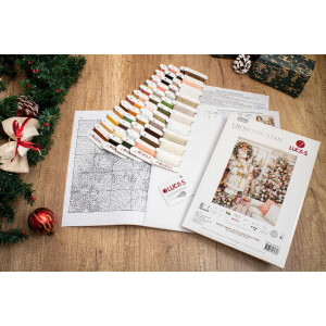 Luca-S borduurpakket "Witte kerstman met kerstboom", zelf te maken, 25x32cm