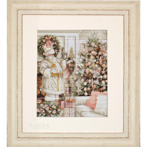Luca-S counted cross stitch kit "White Santa with Christmas Tree", 25x32cm, DIY