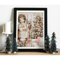 Luca-S counted cross stitch kit "White Santa with Christmas Tree", 25x32cm, DIY