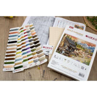 Luca-S counted cross stitch kit "Gold Collection Log Cabin General Store", 47x34cm, DIY