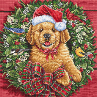Набор для вышивания крестом Letistitch "Рождественский щенок", счетная схема, 26х26см