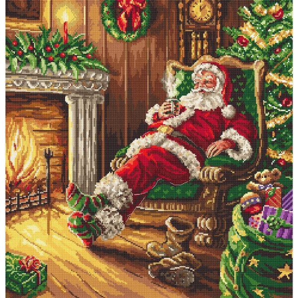 Kit punto croce Letistitch "Babbo Natale che riposa", contato, fai da te, 40x38,5cm