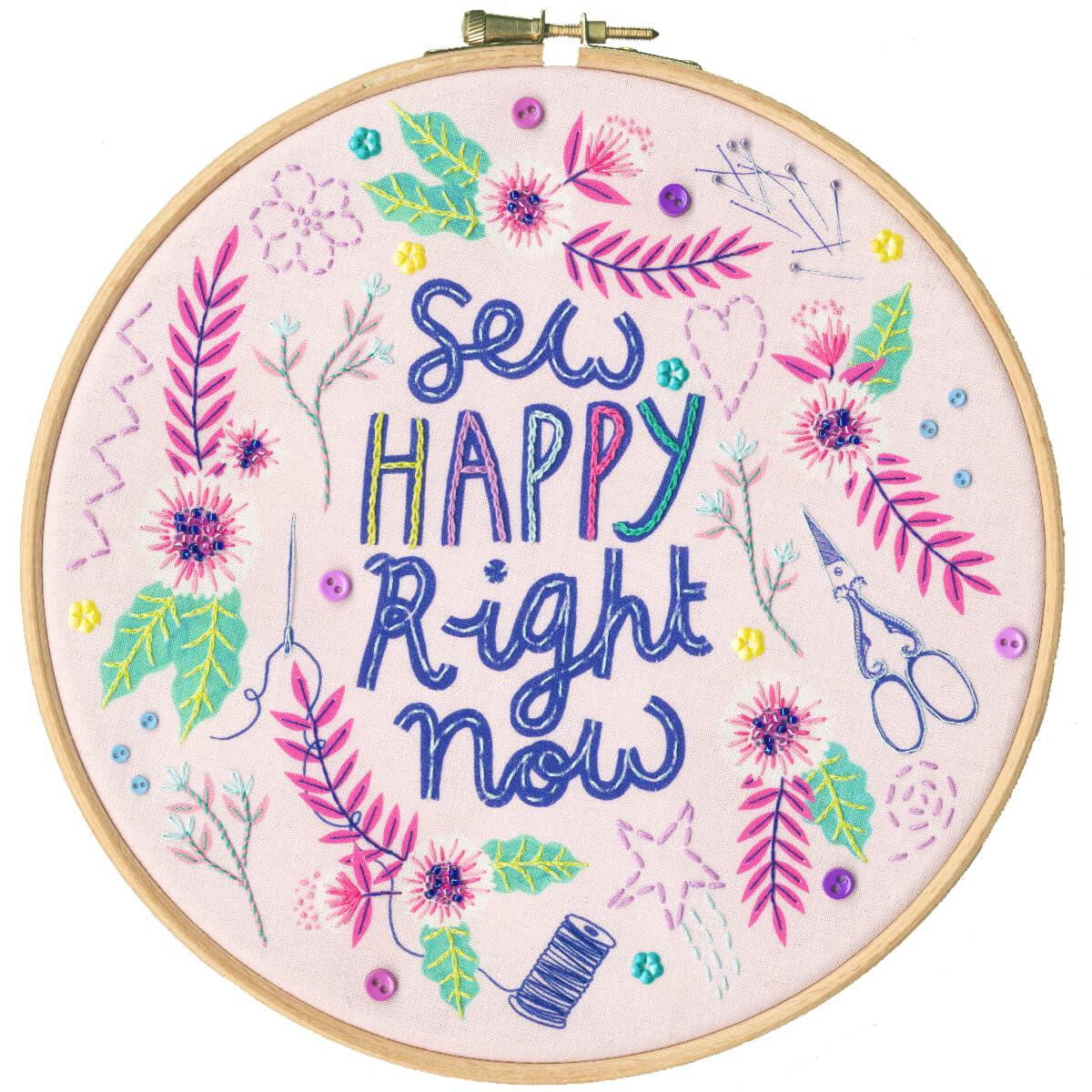 A decorative embroidery hoop with colorful stitching...