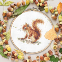 Bothy Threads counted cross stitch kit with wooden hoop "Acorns", XHD116, Diam. 15cm, DIY
