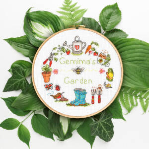 Bothy Threads counted cross stitch kit with wooden hoop "My Garden", XHS14, Diam. 17,5cm, DIY