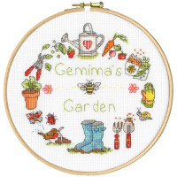Bothy Threads counted cross stitch kit with wooden hoop "My Garden", XHS14, Diam. 17,5cm, DIY