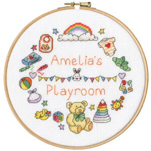 Bothy Threads counted cross stitch kit with wooden hoop "My Playroom", XHS15, Diam. 17,5cm, DIY