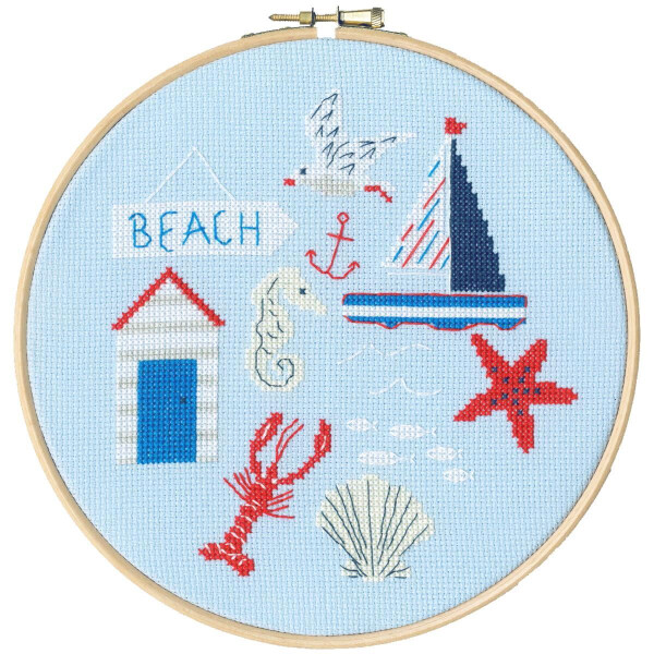 Kit punto croce Bothy Threads con telaio da ricamo Spiaggia, contato, fai  da t, € 29,29
