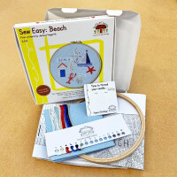 Kit de punto de cruz Bothy Threads con bastidor de bordado "Playa", contado, DIY, XJH2, Diam. 17,5 cm