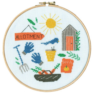 Bothy Threads counted cross stitch kit with wooden hoop "Allotment", XJH3, Diam. 17,5cm, DIY