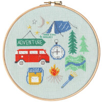 Bothy Threads counted cross stitch kit with wooden hoop "Adventure", XJH5, Diam. 17,5cm, DIY