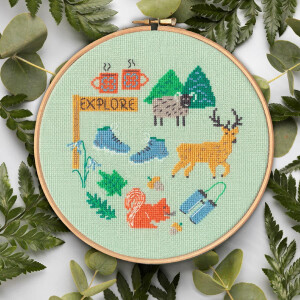 Bothy Threads counted cross stitch kit with wooden hoop...