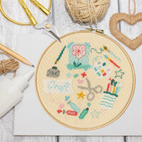 Bothy Threads counted cross stitch kit with wooden hoop "Craft", XJH7, Diam. 17,5cm, DIY