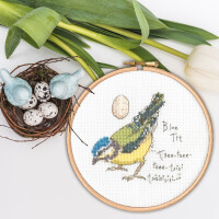 Bothy Threads counted cross stitch kit with wooden hoop "Little Blue Tit", XMF6, Diam. 12cm, DIY