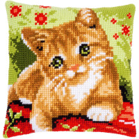 Vervaco Подушка для вышивания крестом "Милый котенок", предварительно нарисованный дизайн вышивки, 40x40см