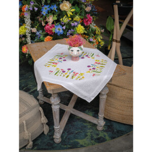 Скатерть Vervaco набор для вышивания гладью "Весенние цветы", дизайн вышивки предварительно нарисован, 80x80см