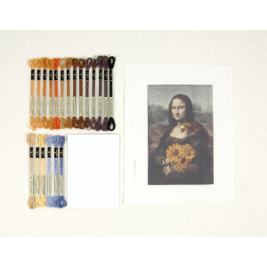 DMC Kit de punto de raso "Louvre Mona Lisa & Sunflowers Mix", preimpreso, 24x30cm