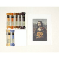 Kit point bourdon DMC "Louvre Mona Lisa & Sunflower Mix", pré-imprimé, 24x30cm