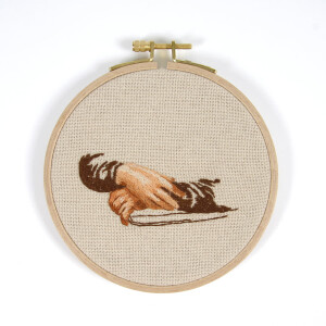 DMC stamped satin stitch kit with wooden hoop...