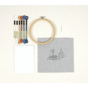 DMC stamped satin stitch kit with wooden hoop "Louvre The Wafer Dessert Interpretation", diam. 20cm, DIY
