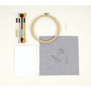DMC stamped satin stitch kit with wooden hoop "Louvre The Turkish Bath Interpretation", diam. 20cm, DIY