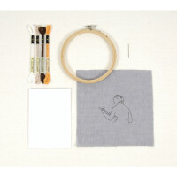 DMC stamped satin stitch kit with wooden hoop "Louvre The Turkish Bath Interpretation", diam. 20cm, DIY