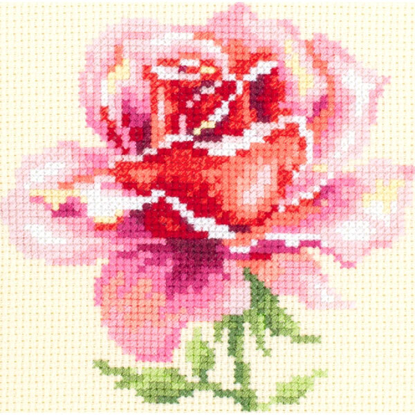 Magic Needle Zweigart Edition Kreuzstich Set "Rosa Rose", Zählmuster, 11x11cm