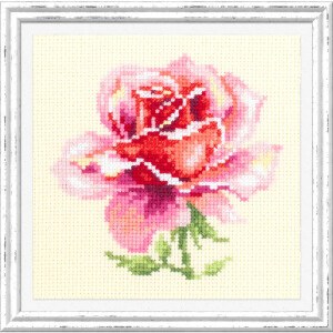 Magic Needle Zweigart Edition counted cross stitch kit "Pink Rose", 11x11cm, DIY