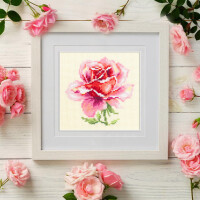 Magic Needle Zweigart Edition counted cross stitch kit "Pink Rose", 11x11cm, DIY
