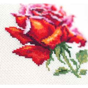 Magic Needle Набор для вышивания крестом "Красная роза", счетная схема, 11х11см