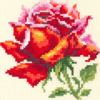 Magic Needle Zweigart Edition counted cross stitch kit "Red Rose", 11x11cm, DIY