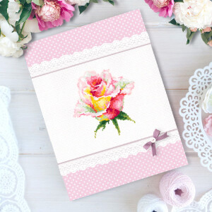 Magic Needle Zweigart Edition counted cross stitch kit "Blooming Rose", 11x11cm, DIY