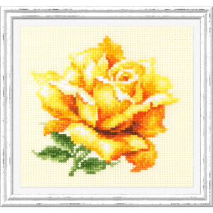 Kit point de croix Magic Needle Zweigart Edition "Yellow Rose", compté, DIY, 11x11cm