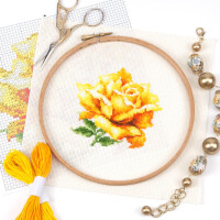 Magic Needle Zweigart Edition counted cross stitch kit "Yellow Rose", 11x11cm, DIY