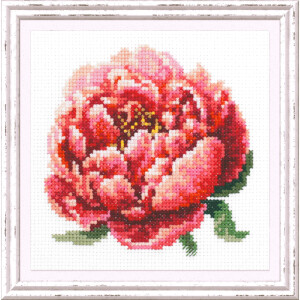 Magic Needle Zweigart Edition counted cross stitch kit "Red Peony", 11x11cm, DIY