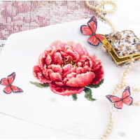 Magic Needle Zweigart Edition counted cross stitch kit "Red Peony", 11x11cm, DIY