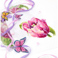 Magic Needle Zweigart Edition borduurpakket "Roze Tulp", geteld, DIY, 11x11cm