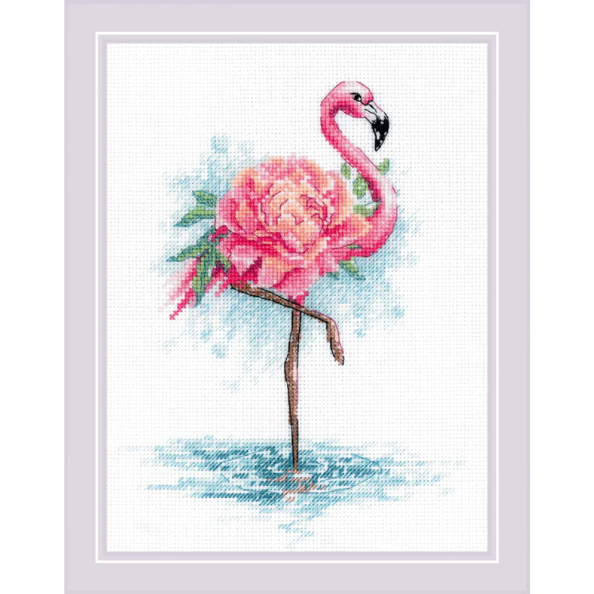 Kit point de croix Riolis "Blooming Flamingo",...