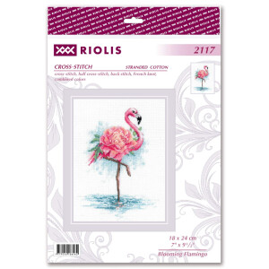 Набор для вышивания крестом Риолис "Цветущий фламинго", счетная схема, 18x24 см