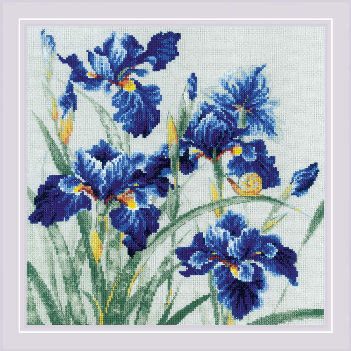 Kit point compté Riolis "Iris bleus",...
