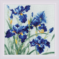 Kit point compté Riolis "Iris bleus", DIY, 30x30cm