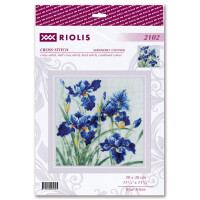 Kit point compté Riolis "Iris bleus", DIY, 30x30cm