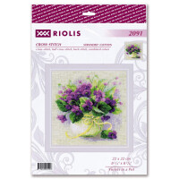 Riolis counted cross stitch kit "Violets in a Pot", 22x22cm, DIY