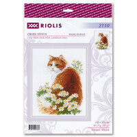 Kit point de croix Riolis "Ginger Meow", compté, DIY, 24x30cm