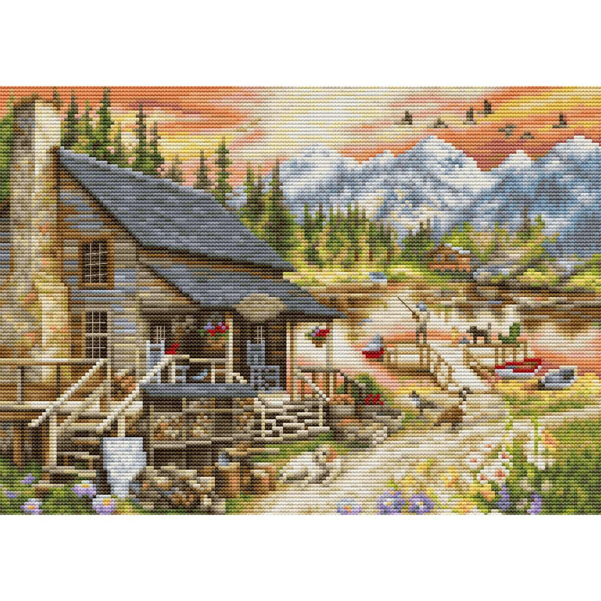Luca-S counted cross stitch kit "Log Cabin Genenal...